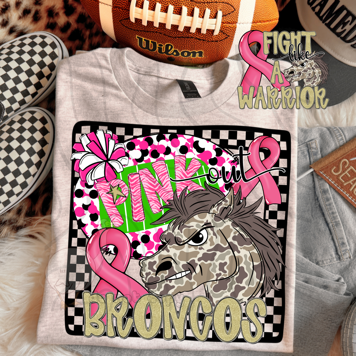 Broncos pink out camo (DKD) DTF transfer