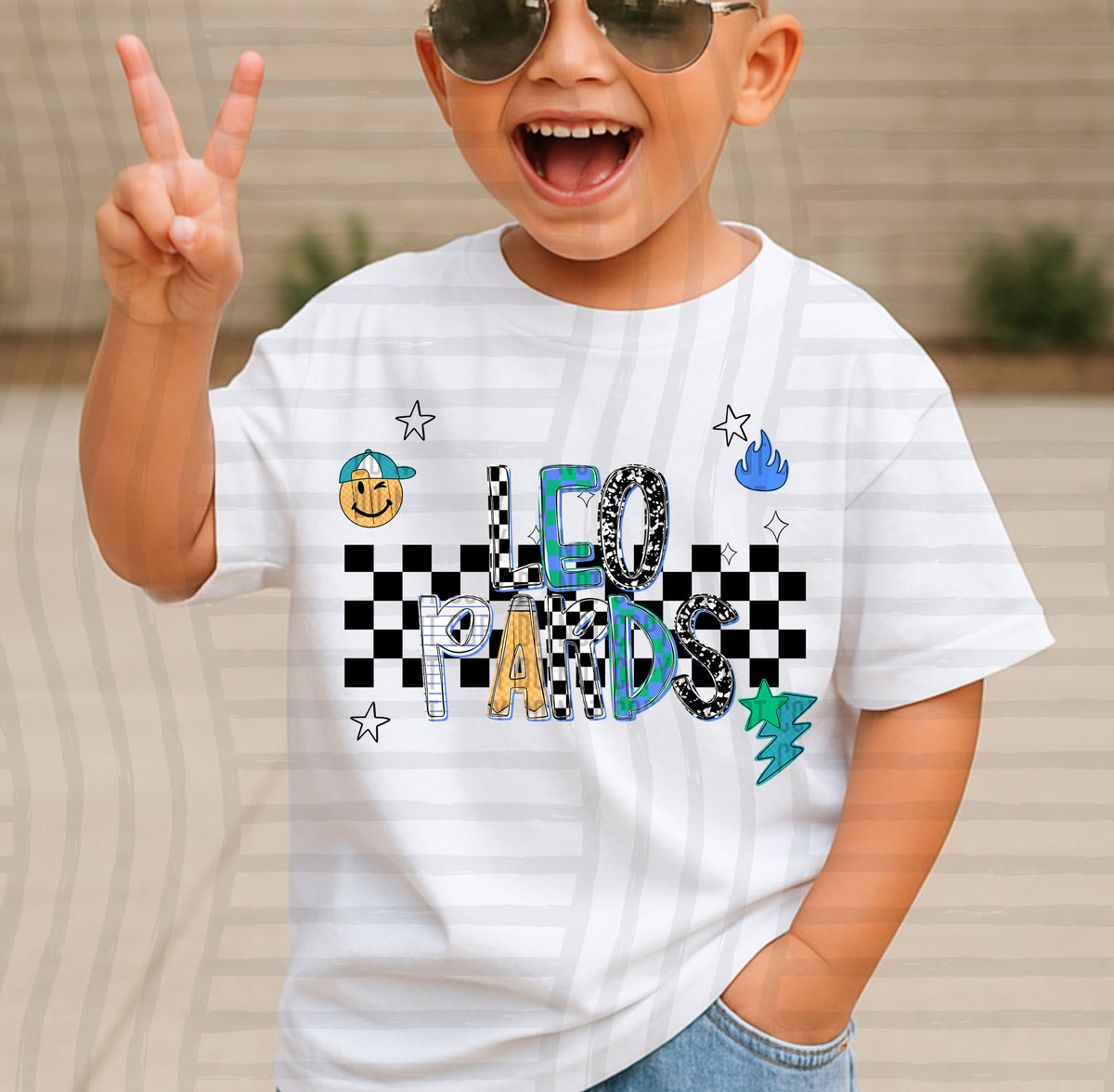 leopards stacked boy checkered back line (CAPLINGER) DTF Transfer
