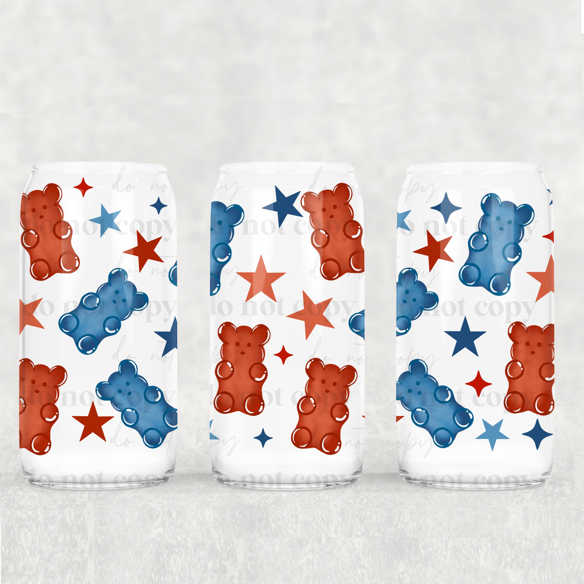 Red white and blue gummy bears (CSC) UV DTF WRAP