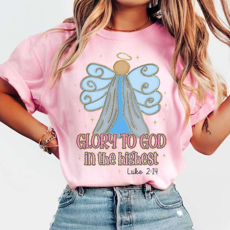 Glory to god in the highest angel 67903 DTF transfer