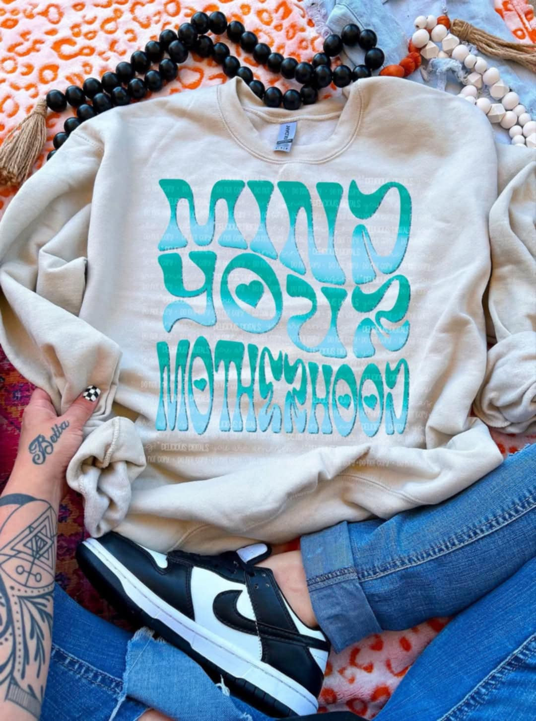 Mind your motherhood blue and green 98267 DTF transfer
