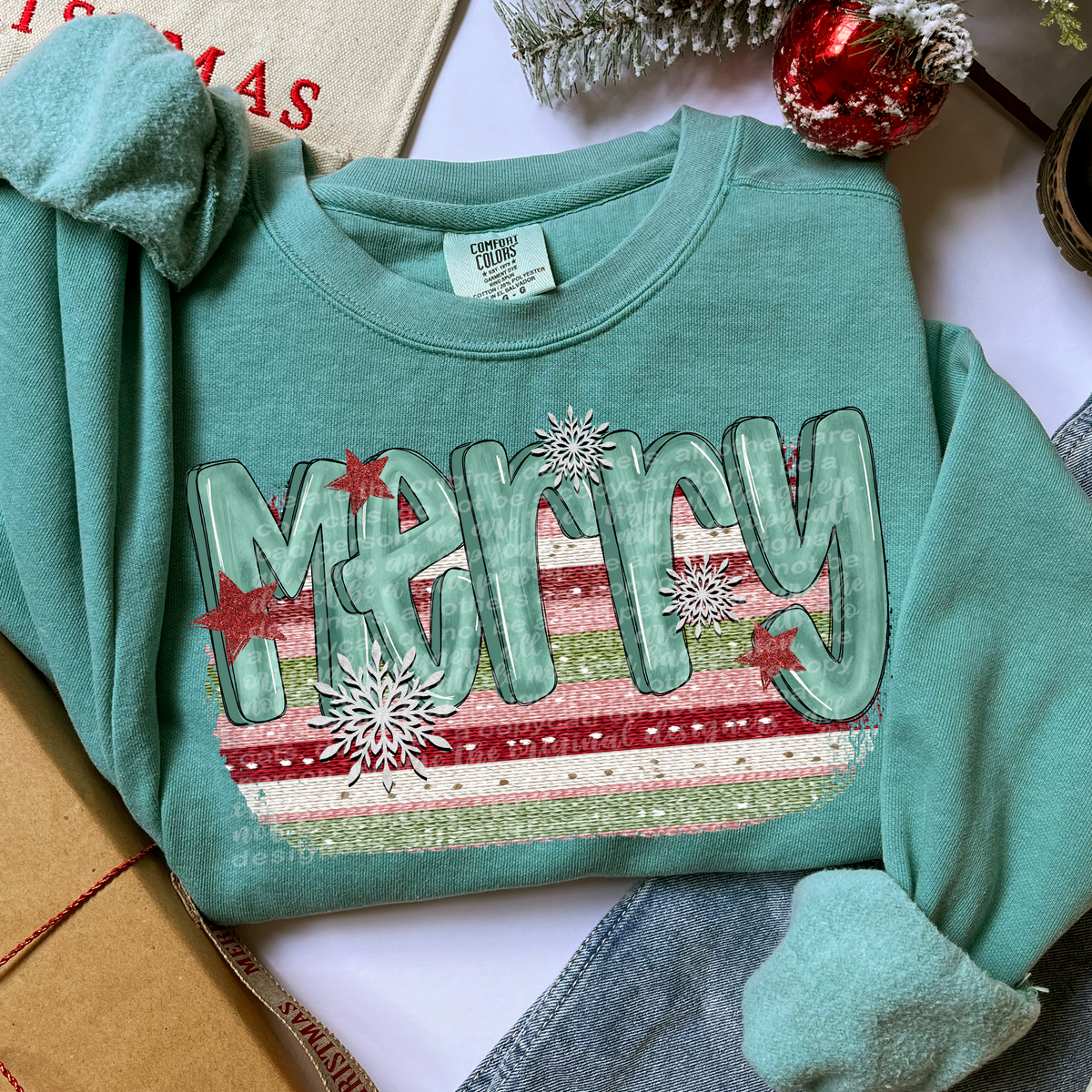 Merry Striped background (TTD) DTF Transfer