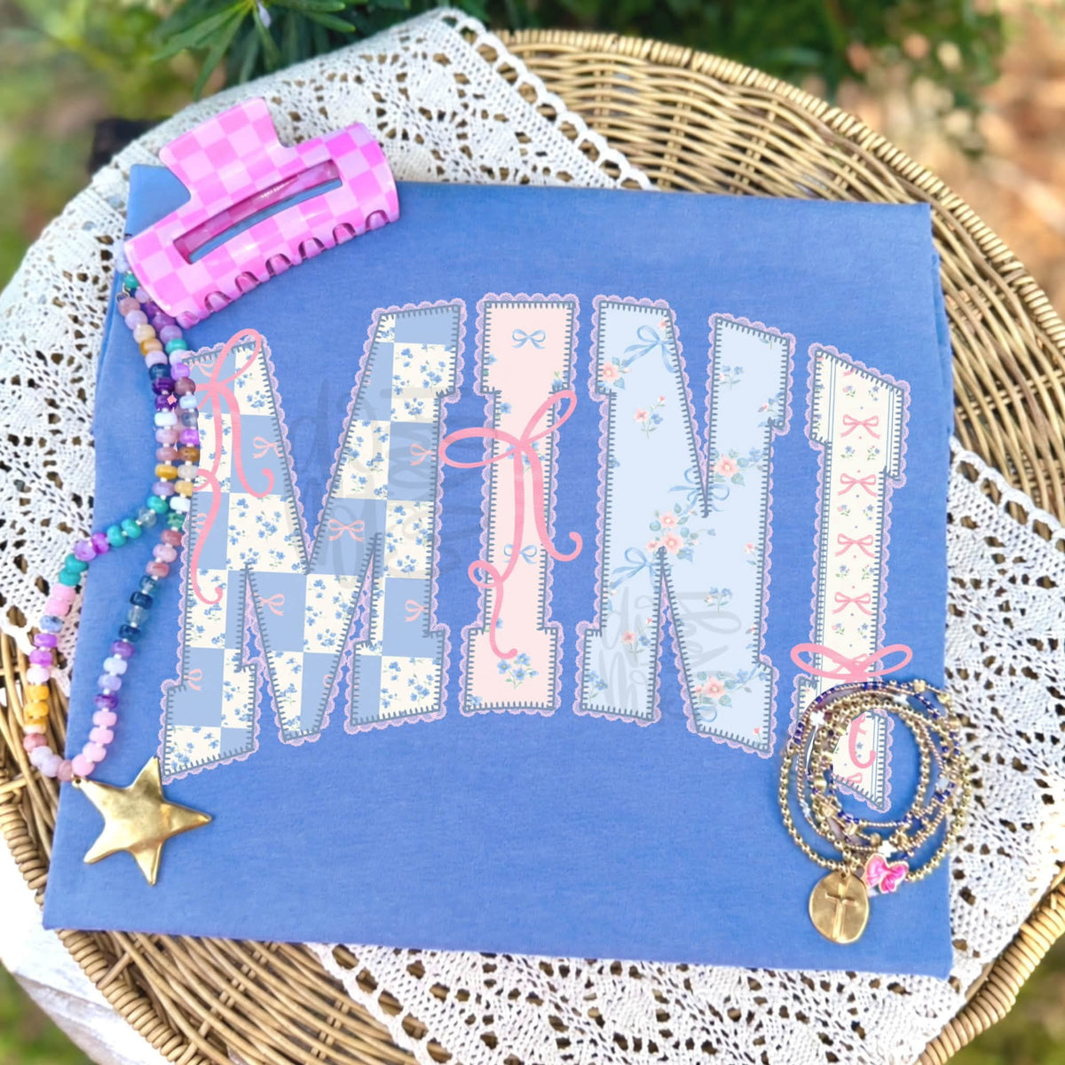 Mini blue patterns Sunday Special DTF transfer