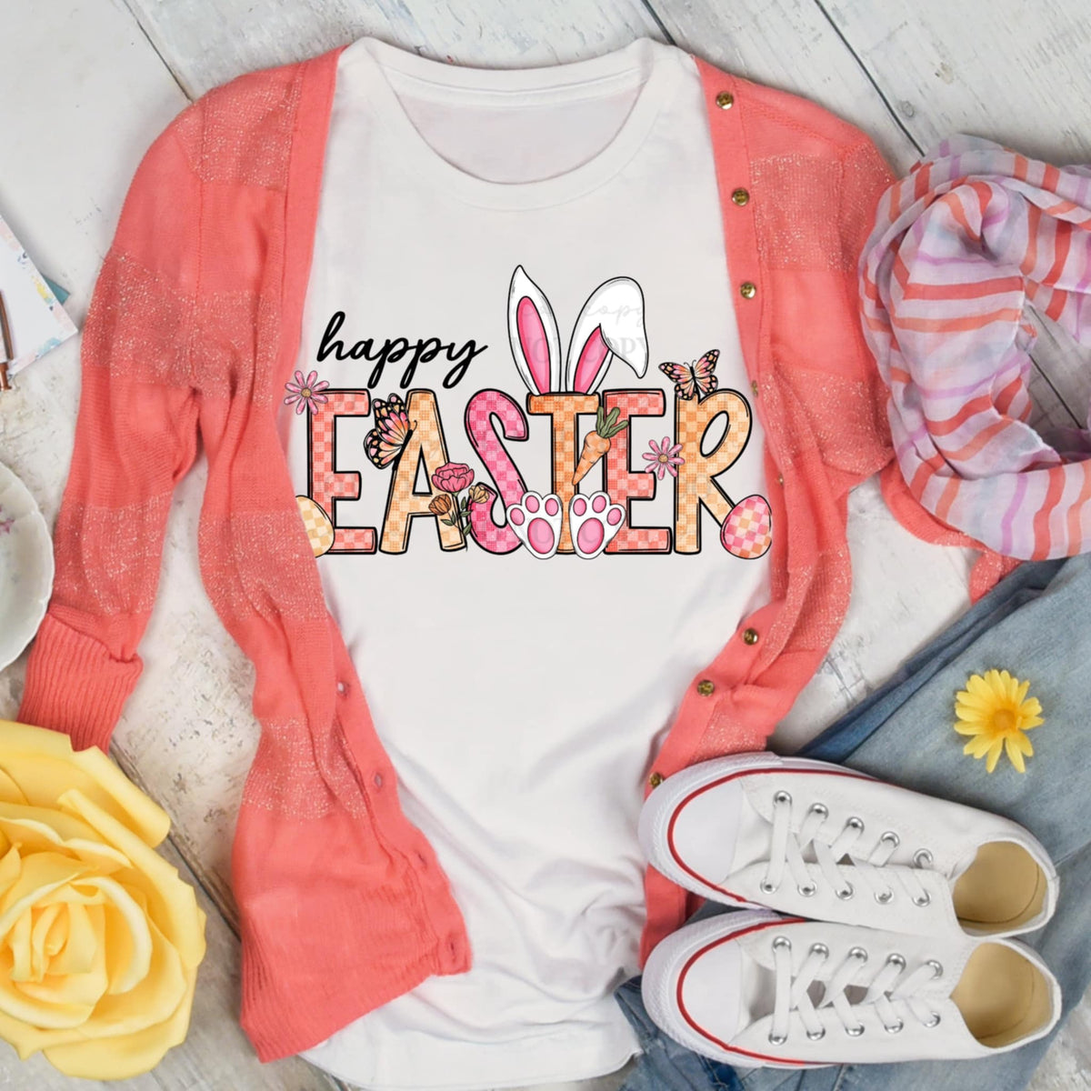 Happy Easter orange and pink (CSG) 87352 DTF transfer