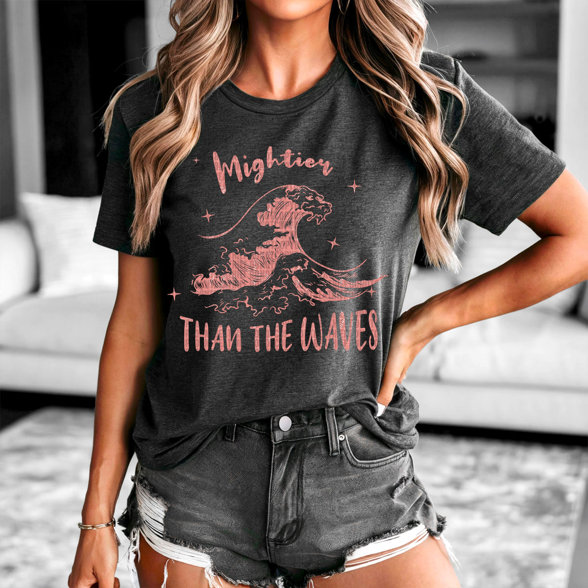 Mightier than the waves pink 93610 DTF transfer