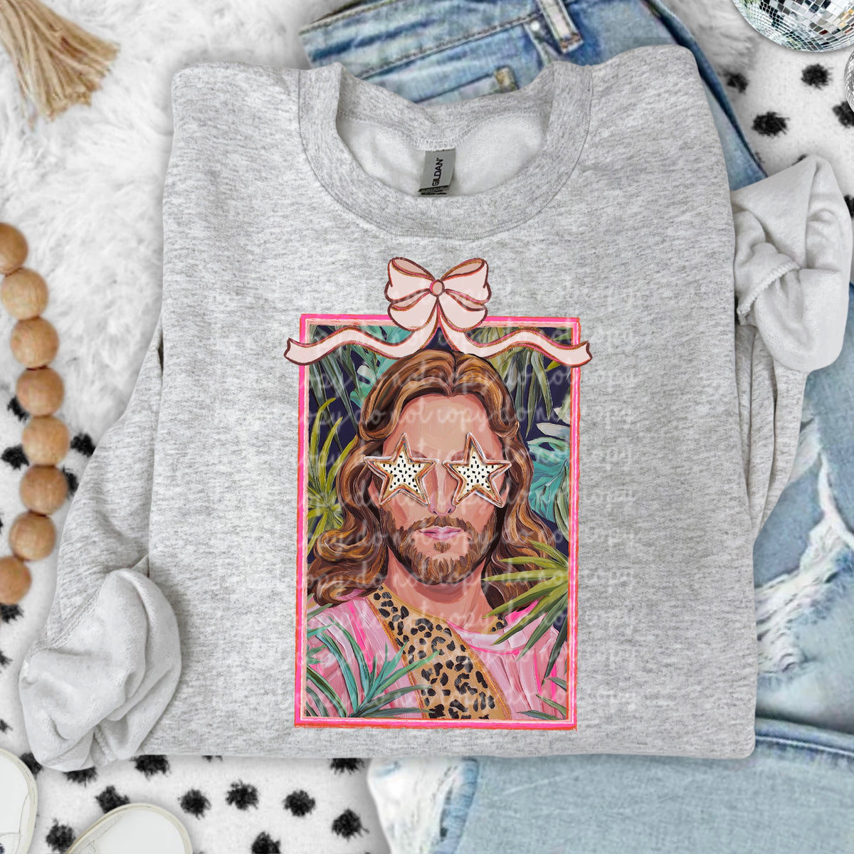 Jesus bow with star eyes (SSD) 117228 DTF Transfer