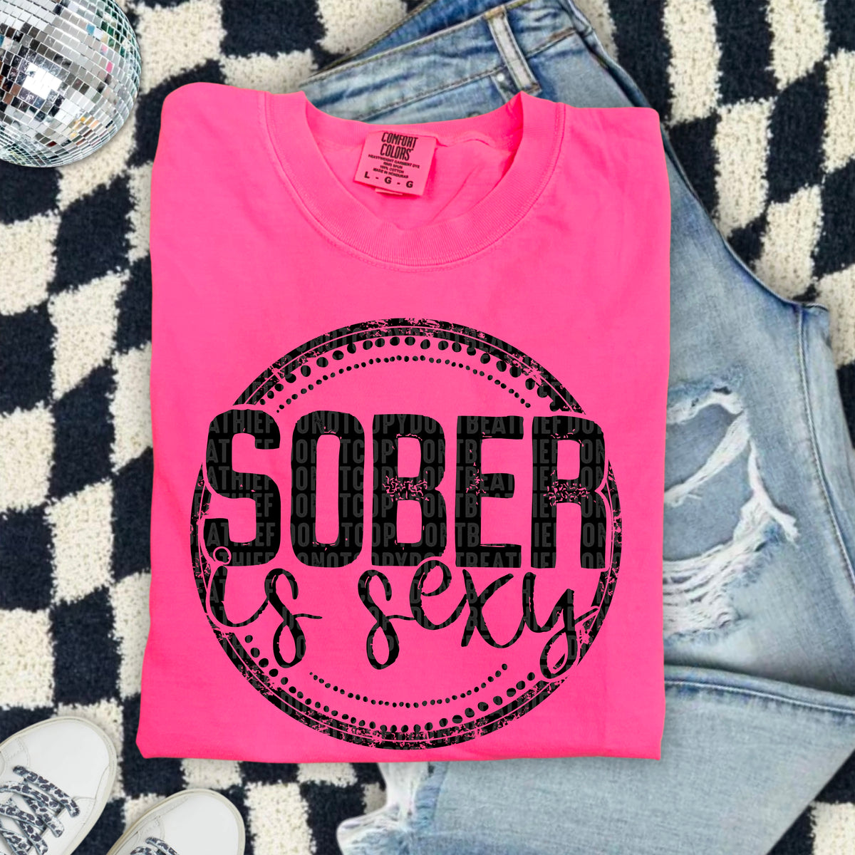Sober is sexy BLACK 103655 DTF transfer