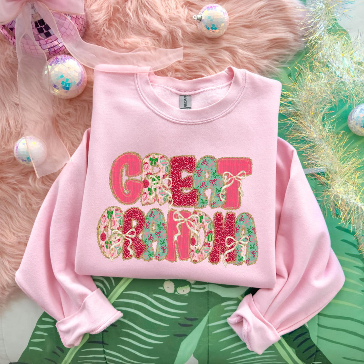 Great Grandma Christmas font and bows SDD DTF Transfer