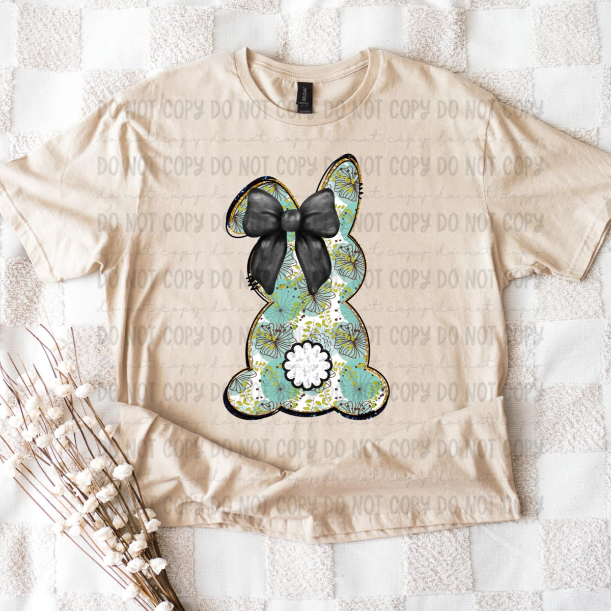 Green floral bunny (REVEL) 91189 DTF transfer