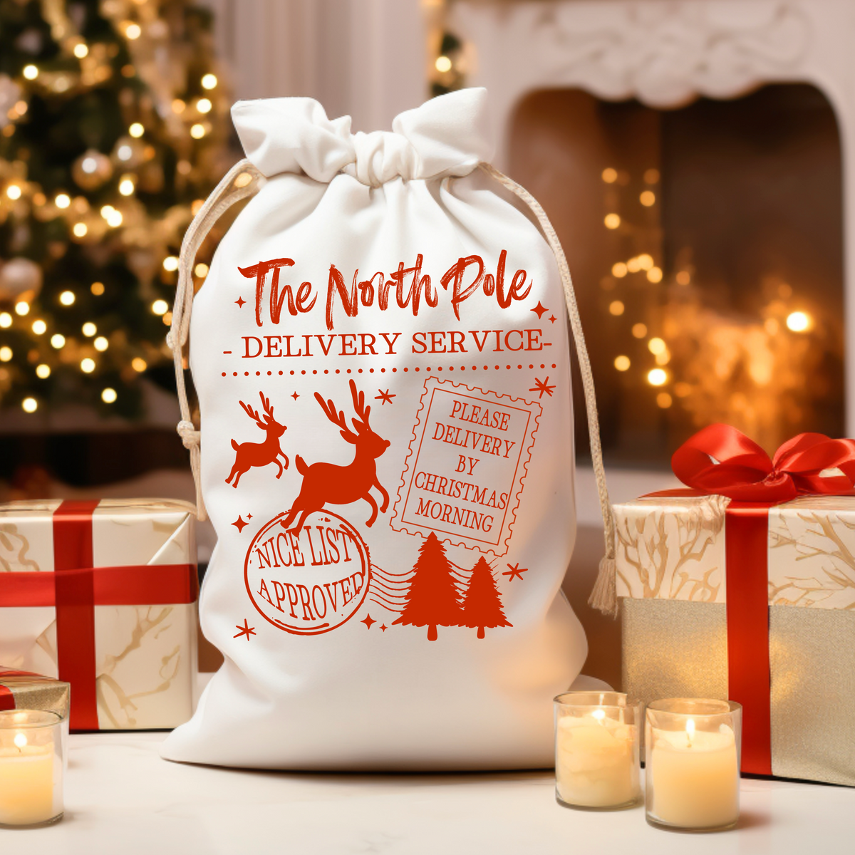 North Pole Delivery Service red (CSC) DTF Transfer