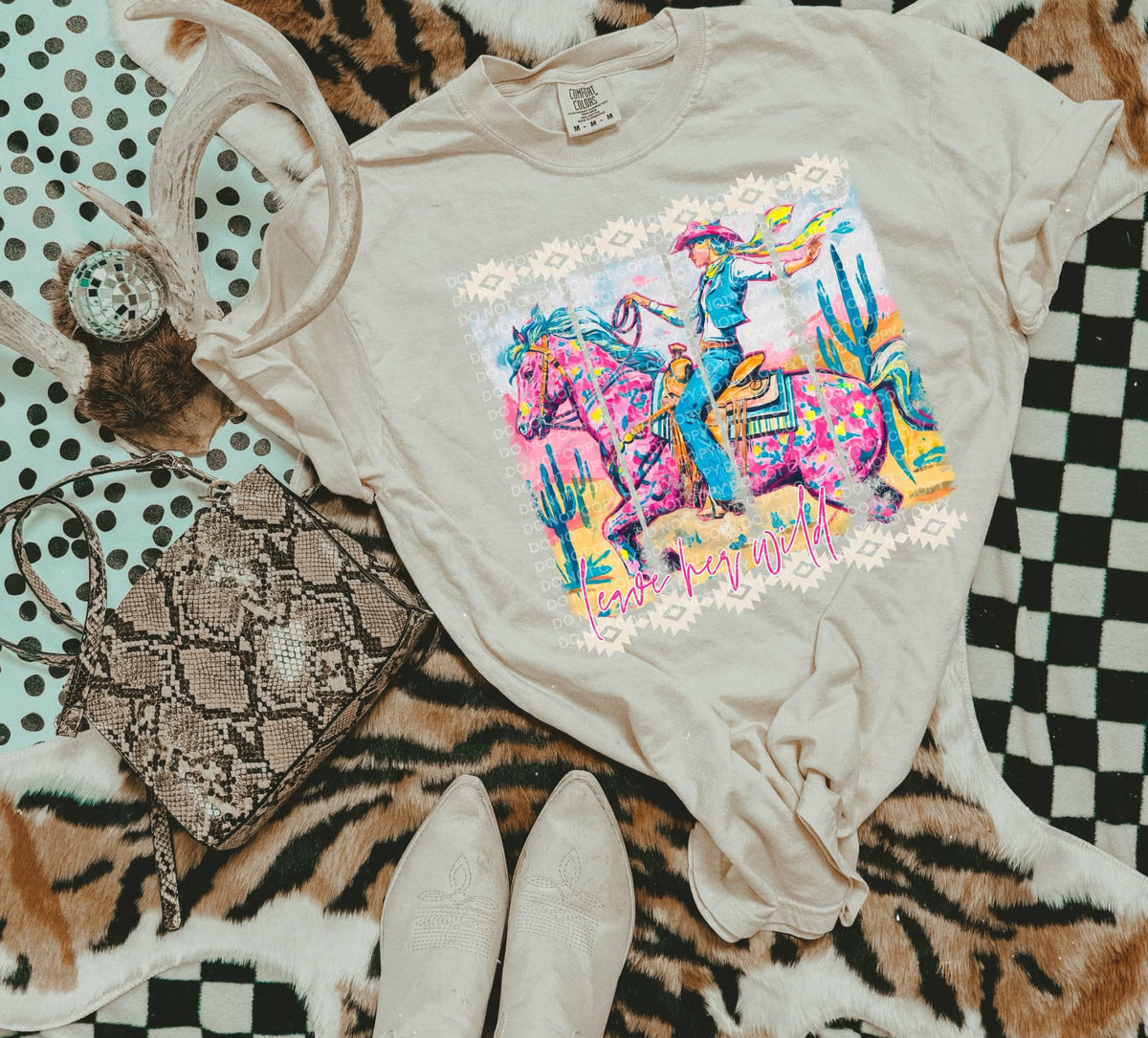 Colorful cowgirl brushstrokes blue pants (scg) DTF Transfer