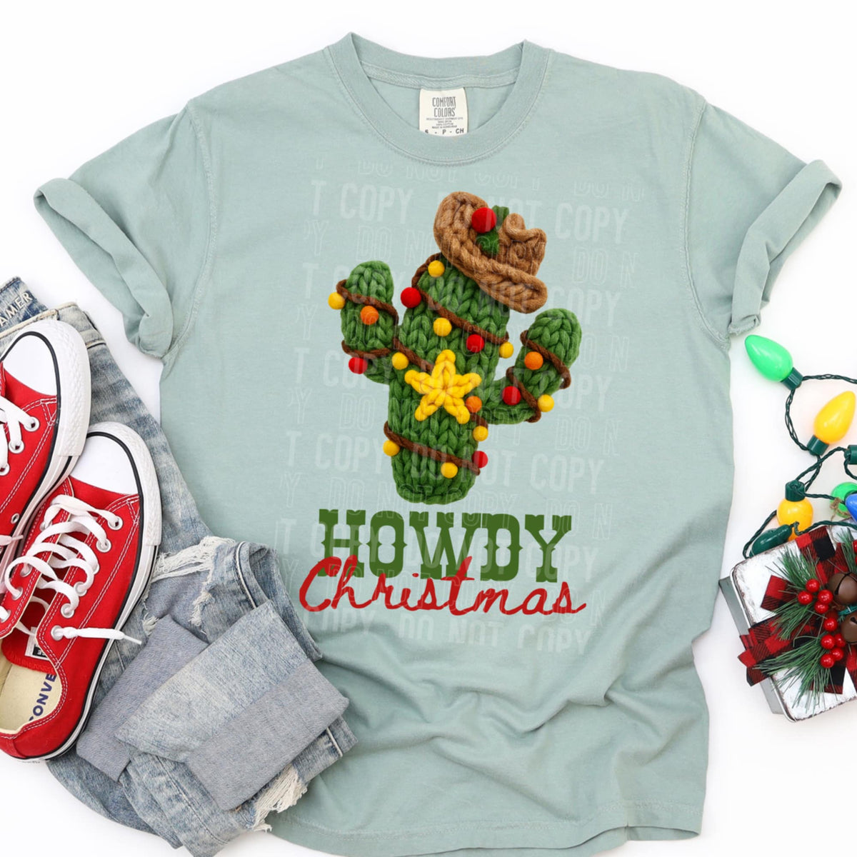 Faux Yarn Howdy Christmas Cactus (SBB) DTF Transfer