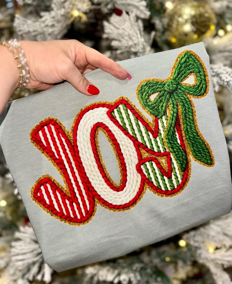 Joy Faux crochet with bow DTF Transfer