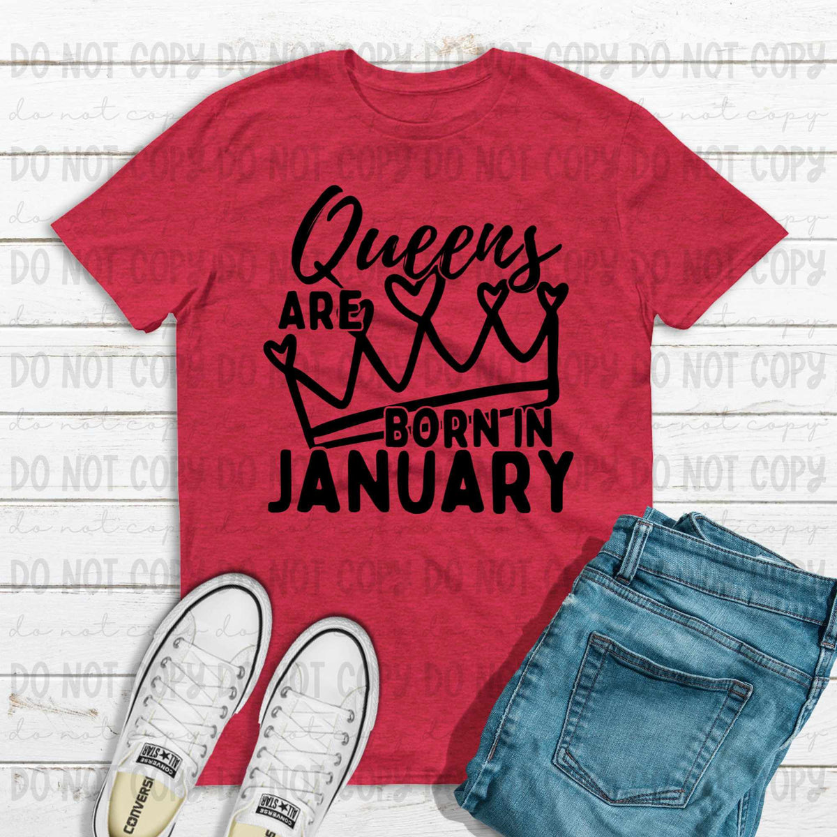 Queens are born in January BLACK (REVEL) 79737 DTF transfer