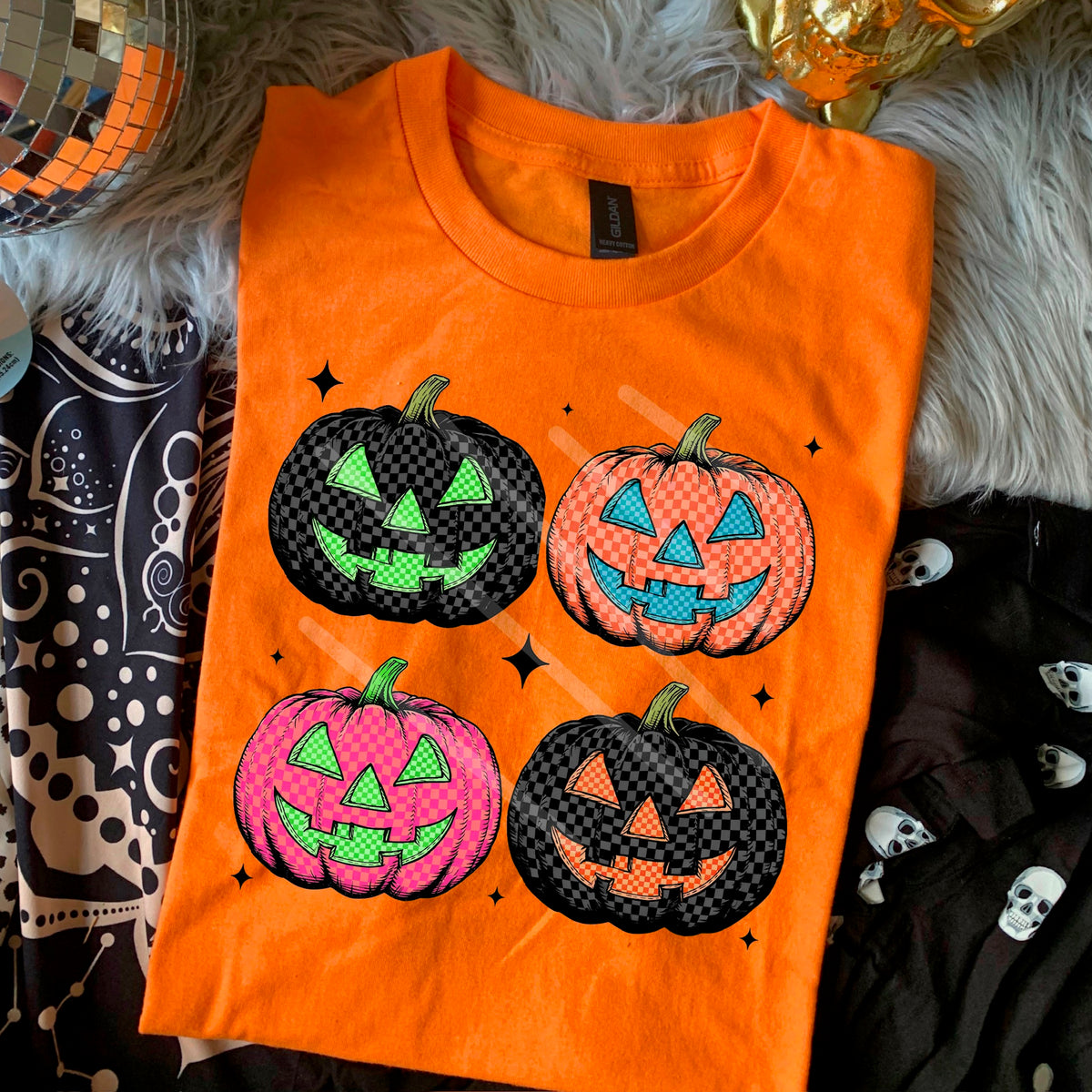 4 Checker Jack O Lanterns DTF transfer