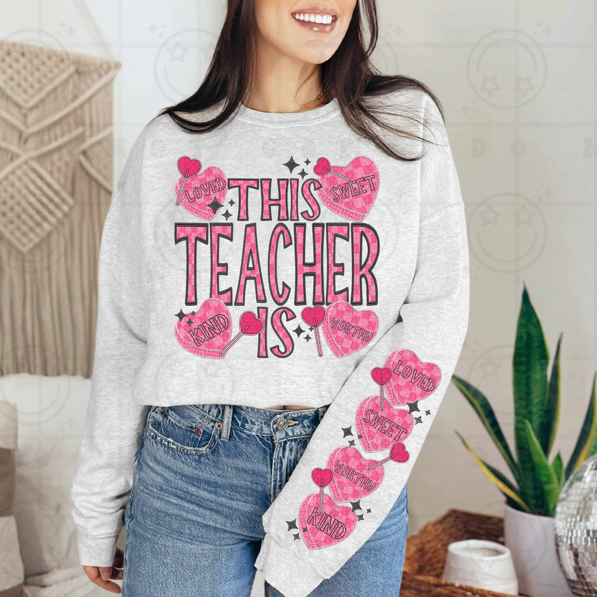 This teacher is candy hearts FRONT (HW) 75586 DTF transfer