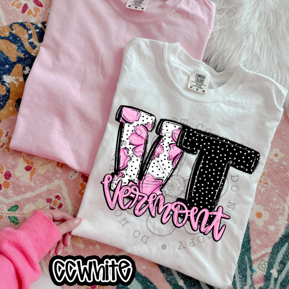 VT Vermont pink flowers (SWD) 94527 DTF transfer