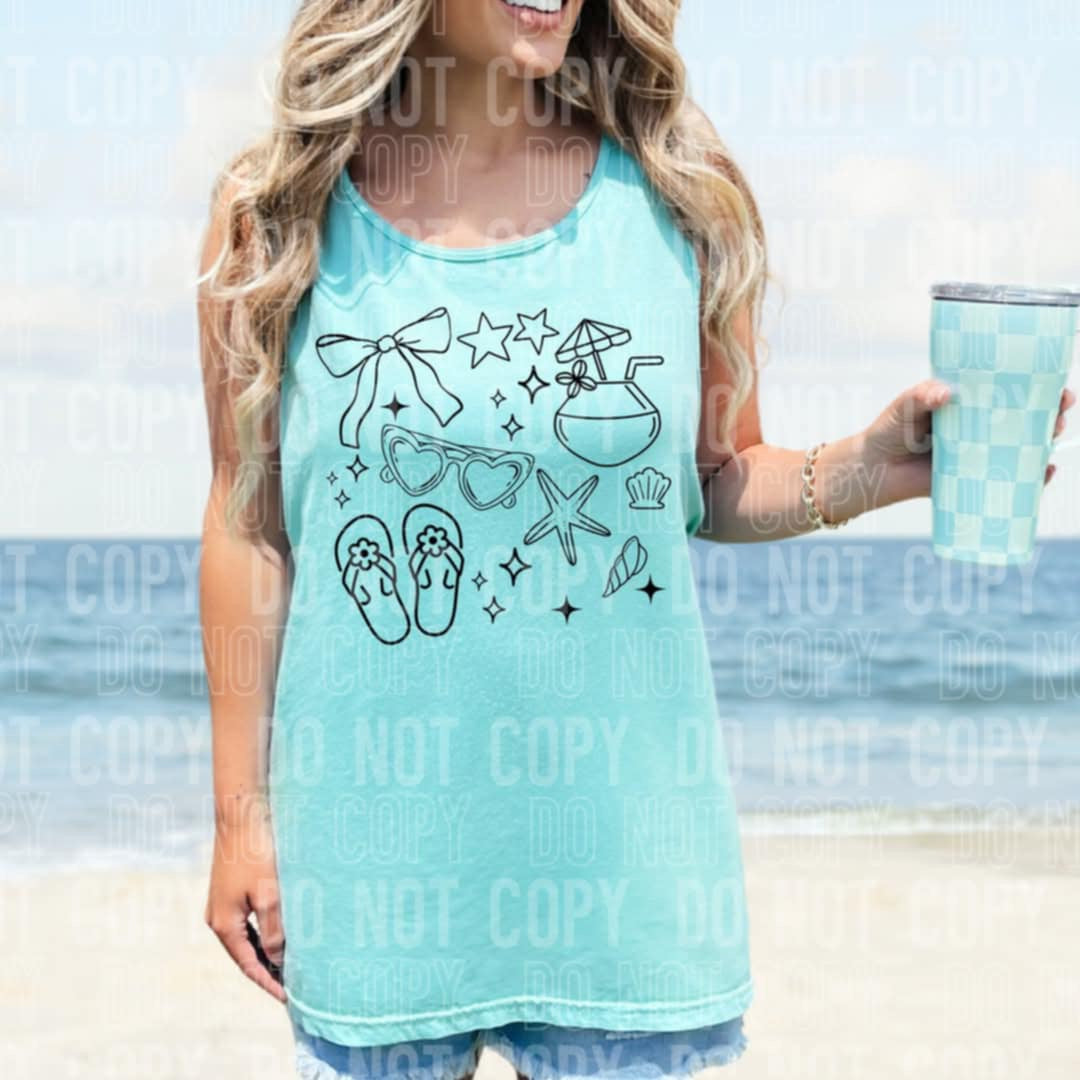 Beach collage BLACK (SBB) 98331 DTF transfer