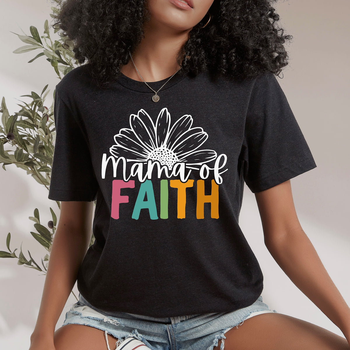 Mama of faith sunflower (white and colorful) DTF Transfer