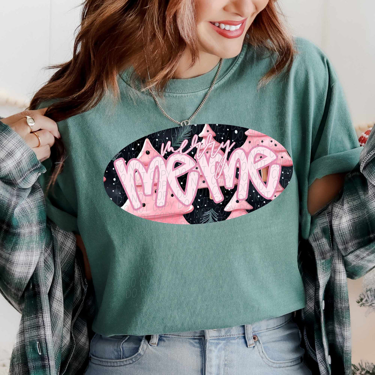 Merry Meme pink trees (CITY) 62316 DTF transfer