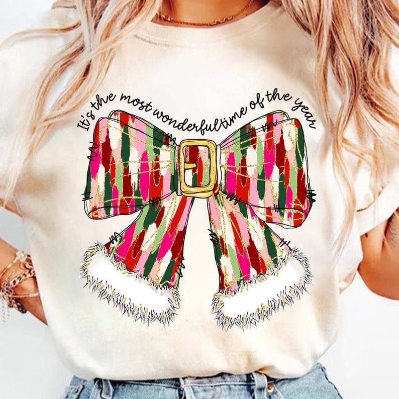 It’s the most wonderful time of the year brushstroke bow 64795 DTF transfer