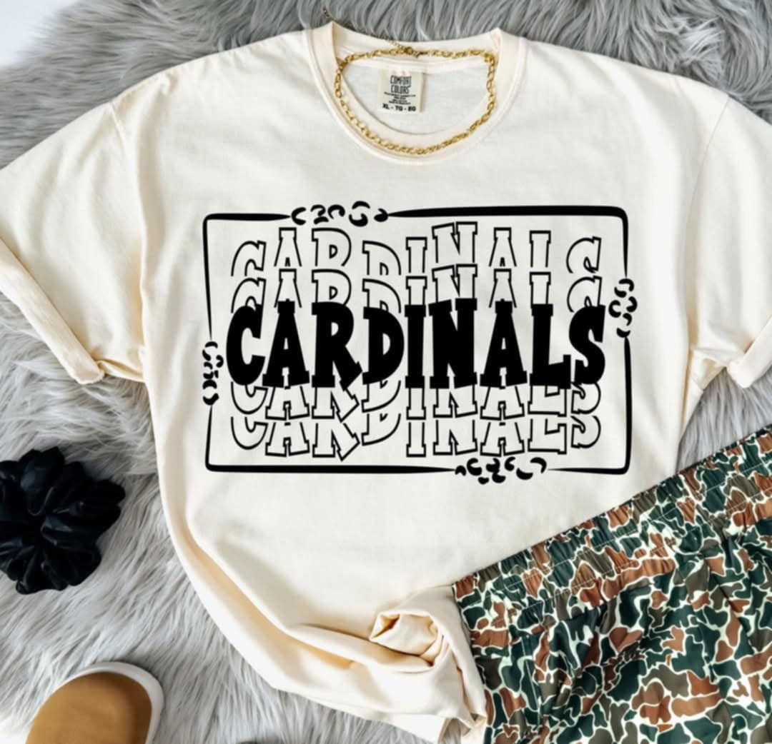 Cardinals stacked with frame (S&G) 98044 DTF transfer