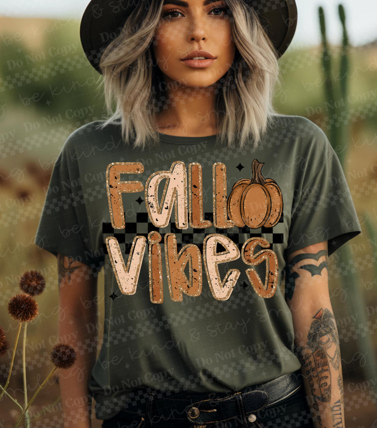 Fall Vibes with glitter outline 111251 DTF transfer