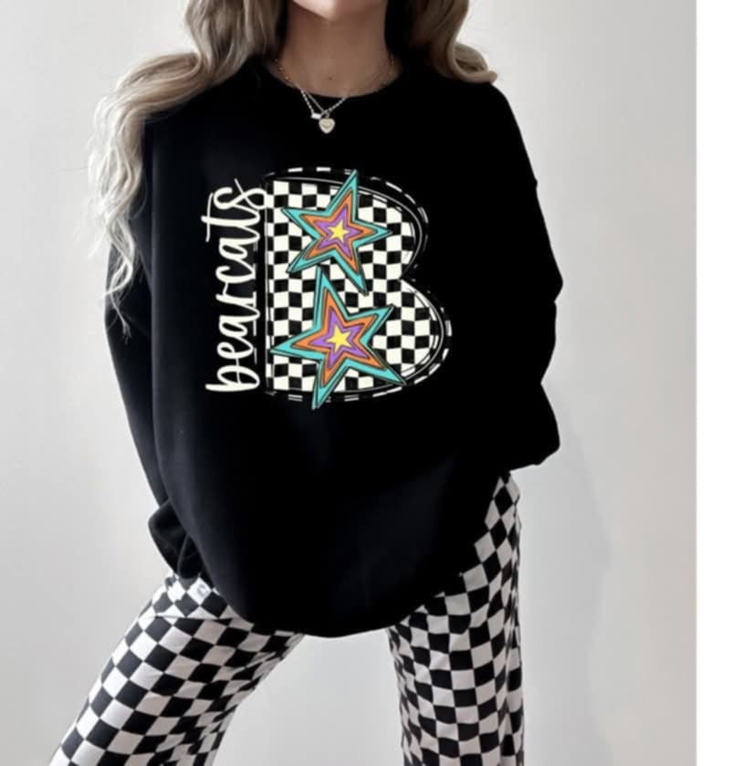 B bearcats checkered with stars (S&G) 87103 DTF transfer