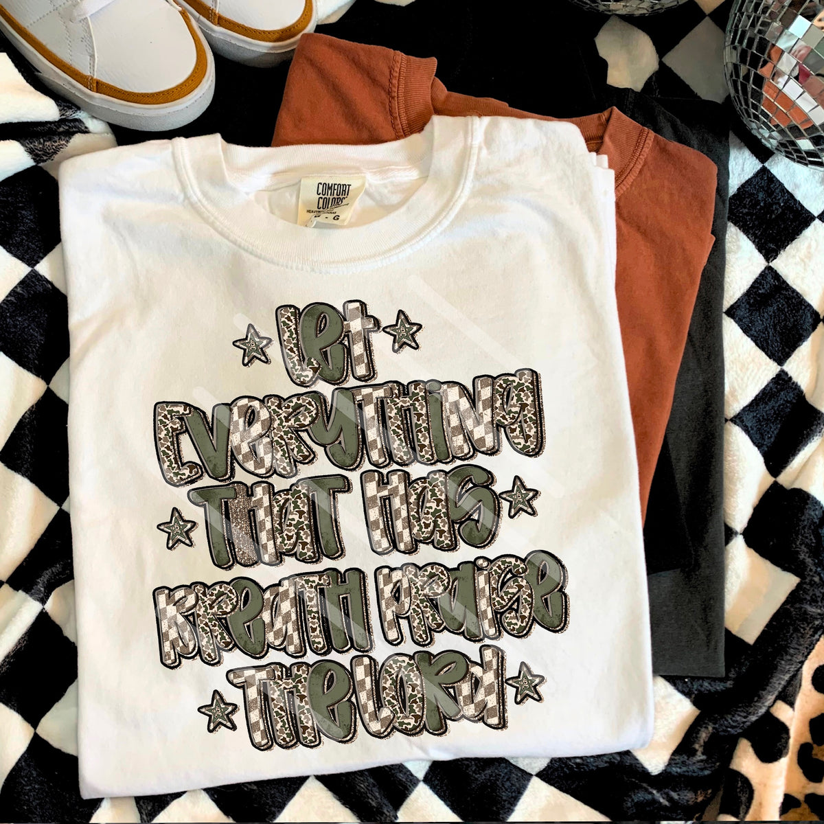 Let everything that has breath praise the lord Camo 114090 DTF transfer