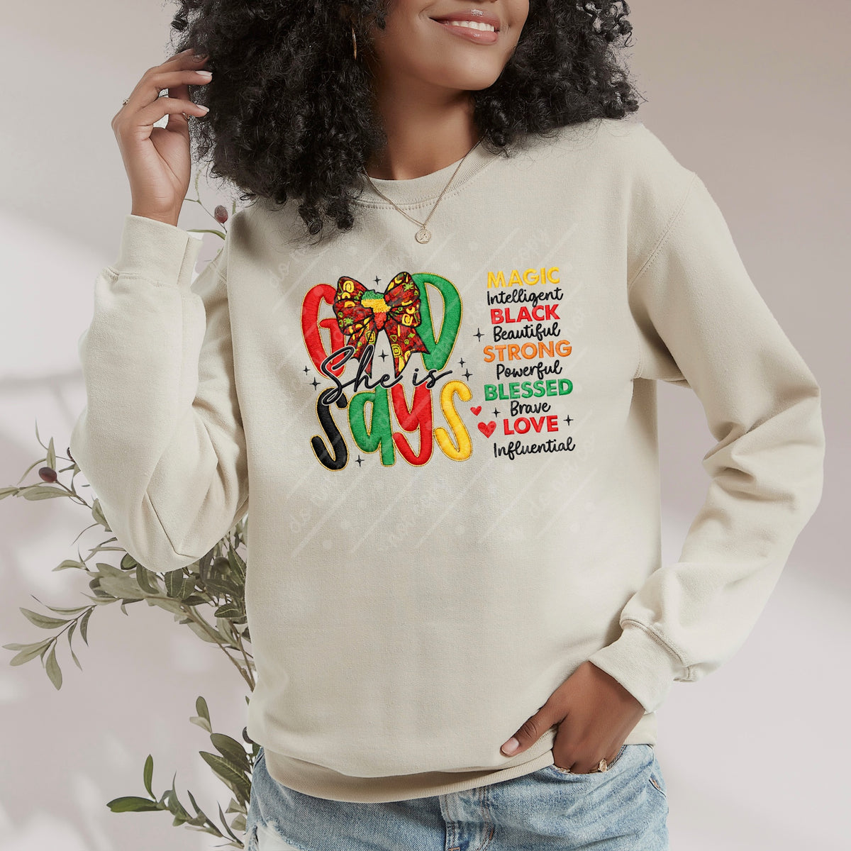 God says she is with black words DTF Transfer