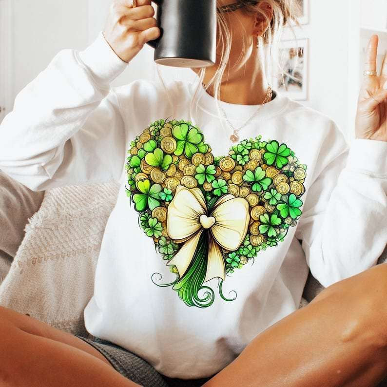 Clover filled heart with bow 80937 DTF transfer