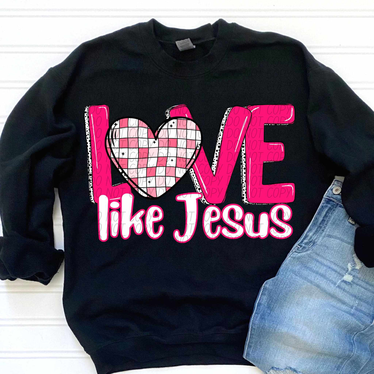 Love like Jesus checkered heart (CITY) 75755 DTF transfer