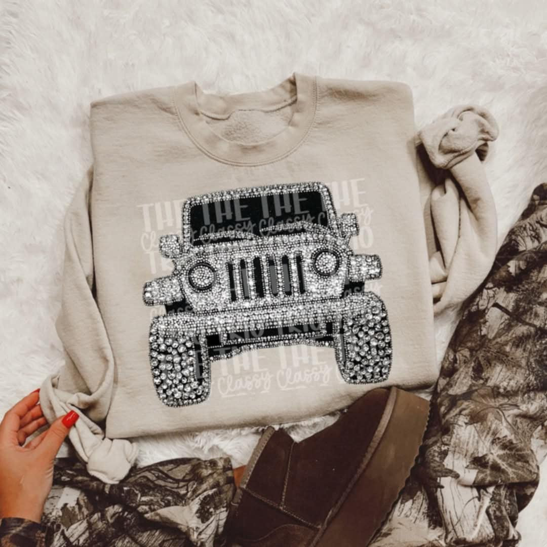 Rhinestone jeep black window (Classy) 95306 DTF transfer