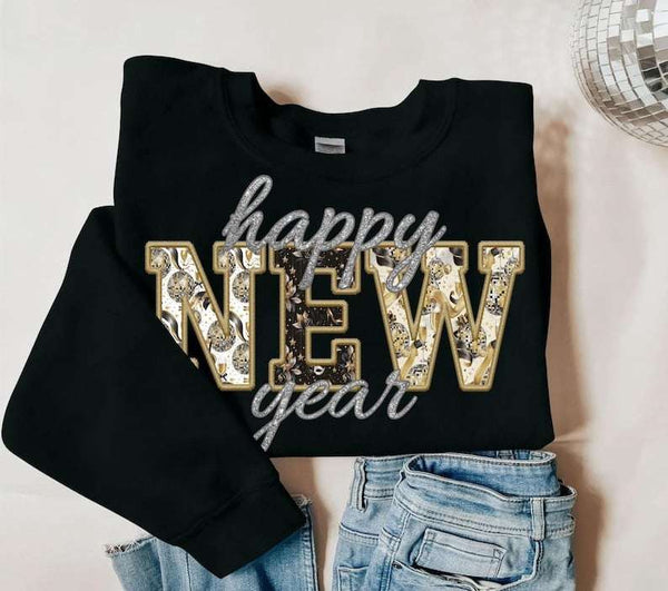 Happy new year filled font 73807 DTF transfer