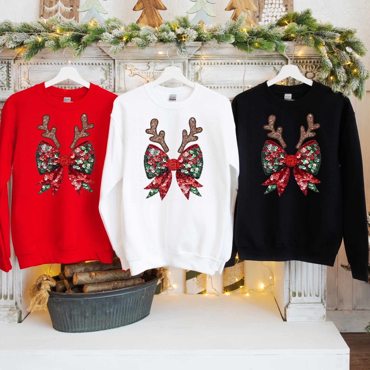 Sequin Christmas bow (CITY) 62051 DTF transfer