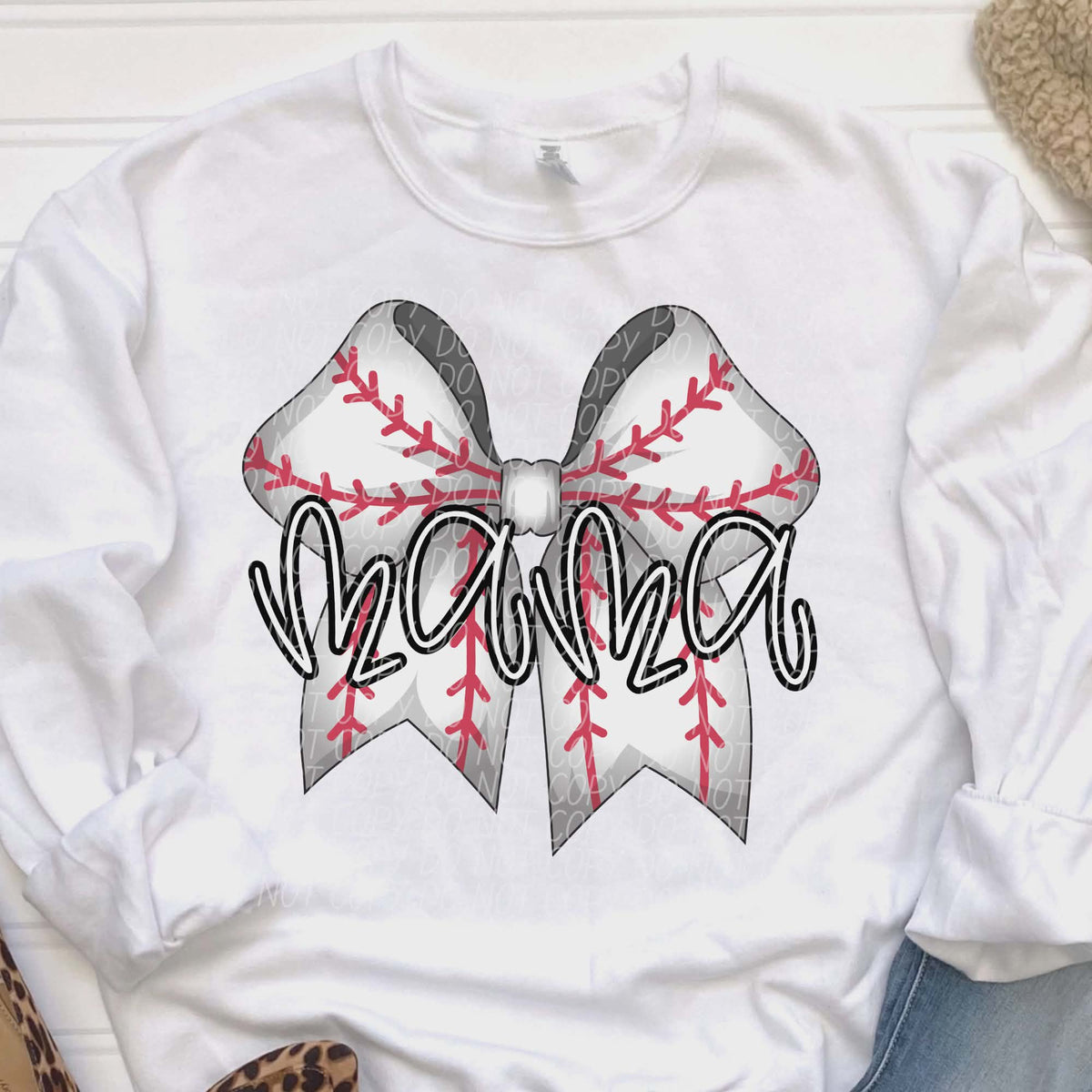 Baseball Mama bow (city) DTF transfer