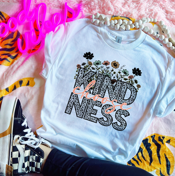 Choose kindness (flowers and animal print) 30680 DTF transfers