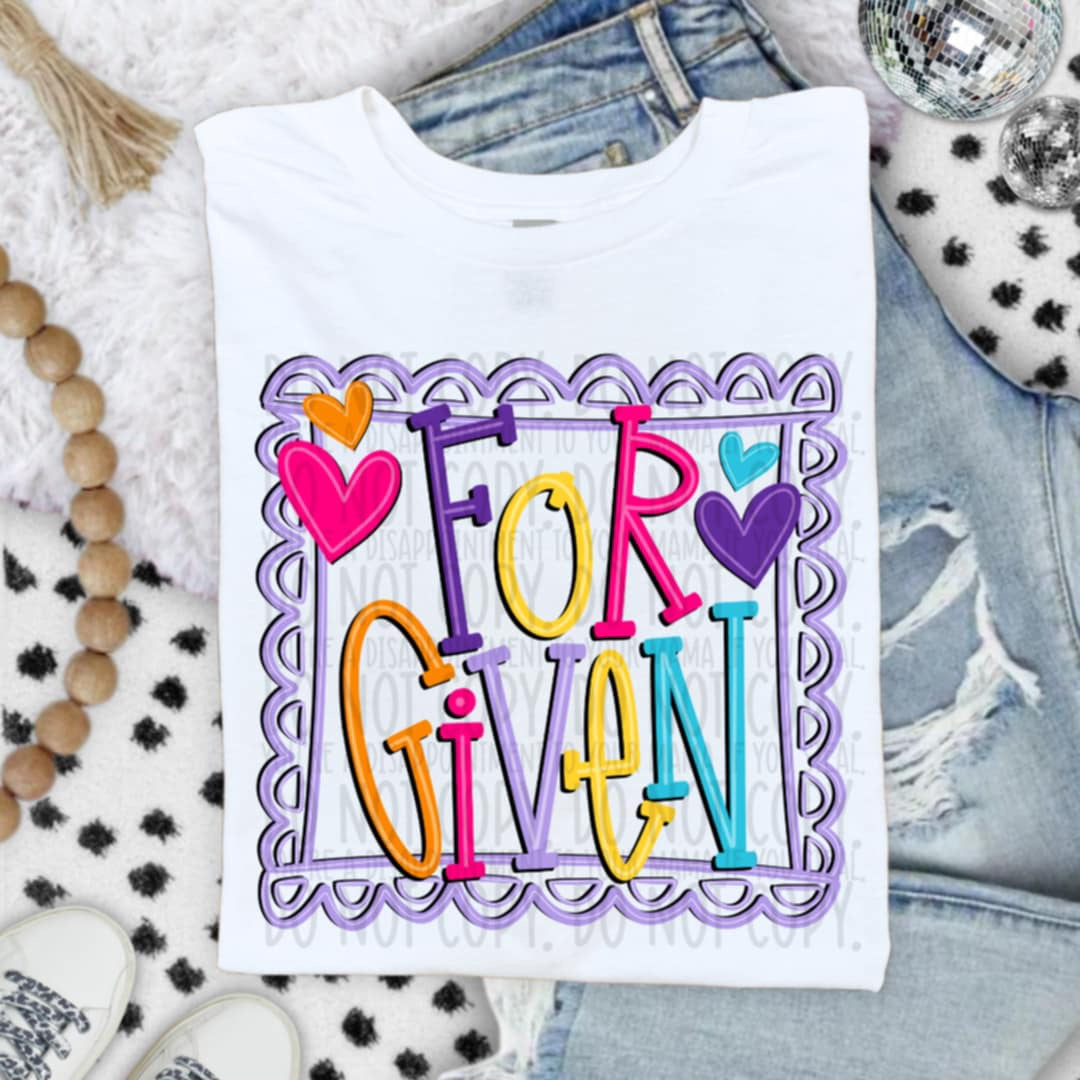 Forgiven colorful frame SWD DTF transfer