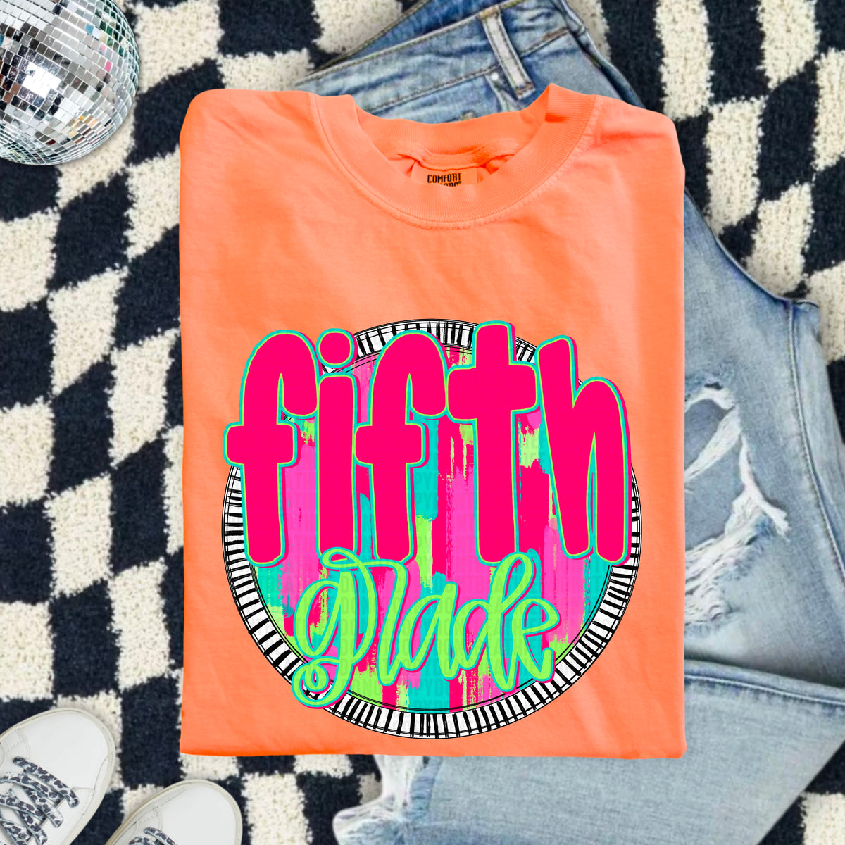 Fifth grade pink font circle 103883 DTF transfer