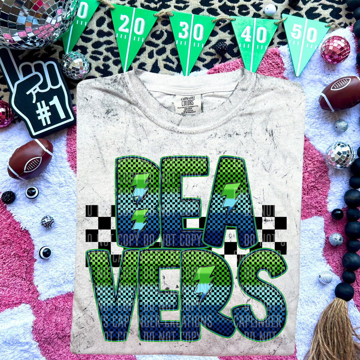 Beavers Blue and Green Checkered (Caplinger) DTF transfer