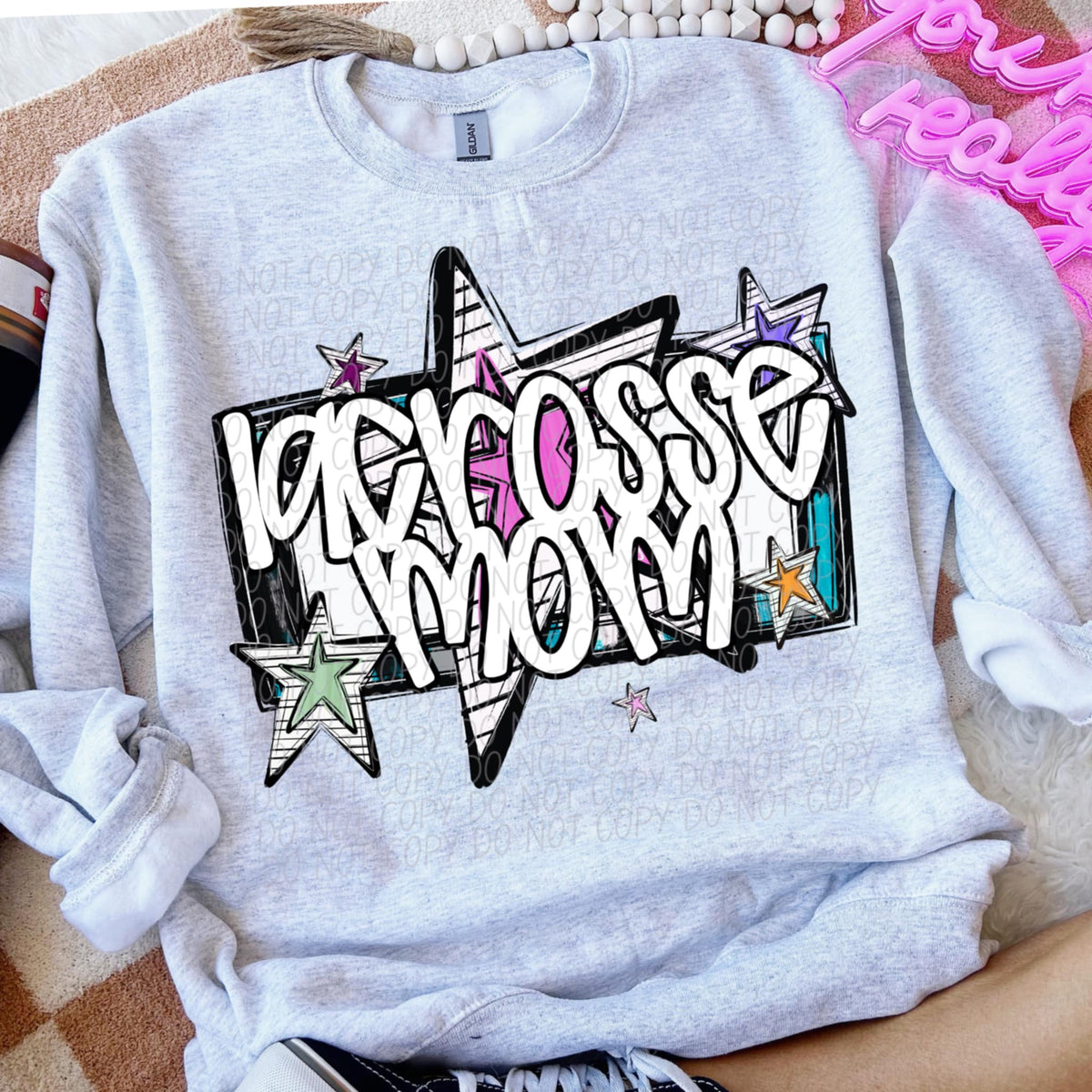 Lacrosse mom stars (CITY) 85423 DTF transfer