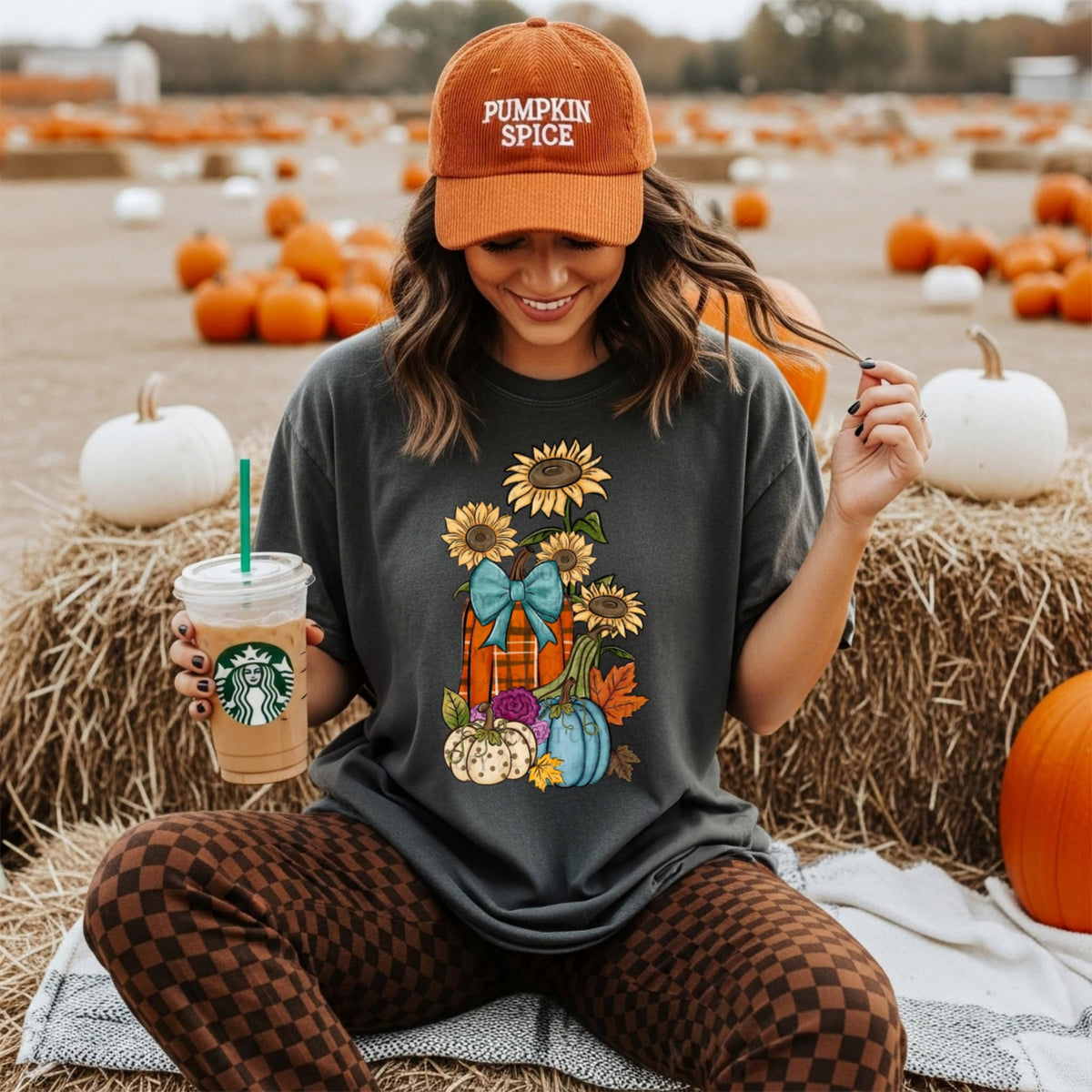 Tall pumpkin and sunflowers (abd) DTF transfer