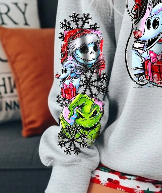 Nightmare SLEEVE with snowflakes AG DTF transfer