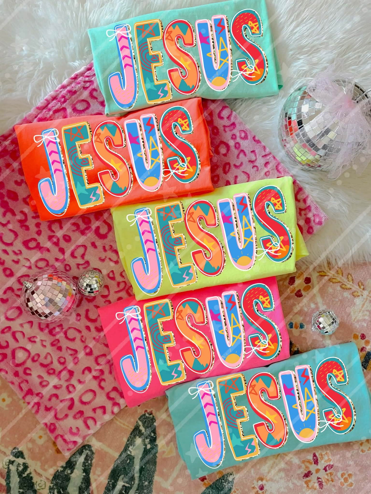 Jesus doodle pattern Sunday Special DTF transfer