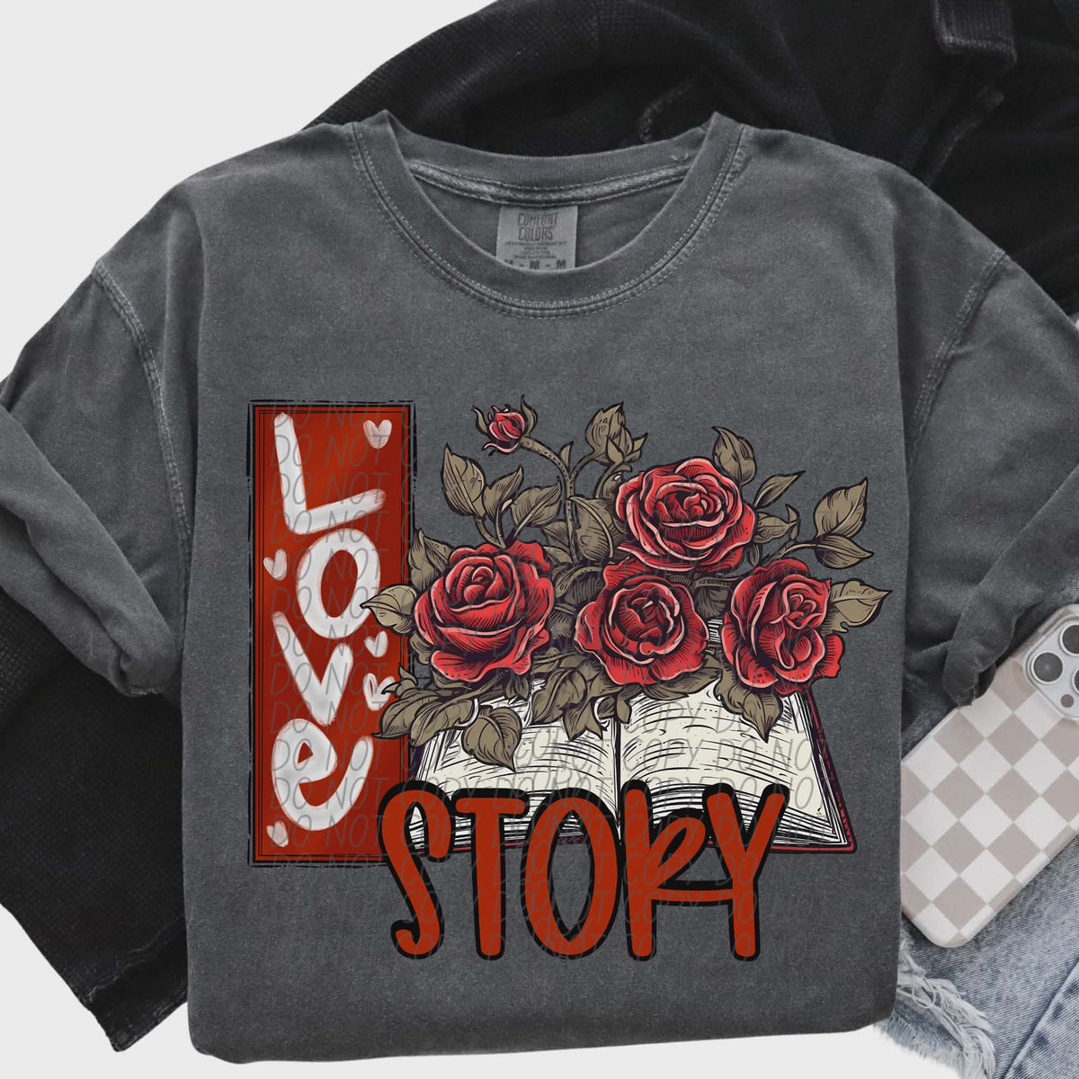 Love Story roses (city) DTF transfer