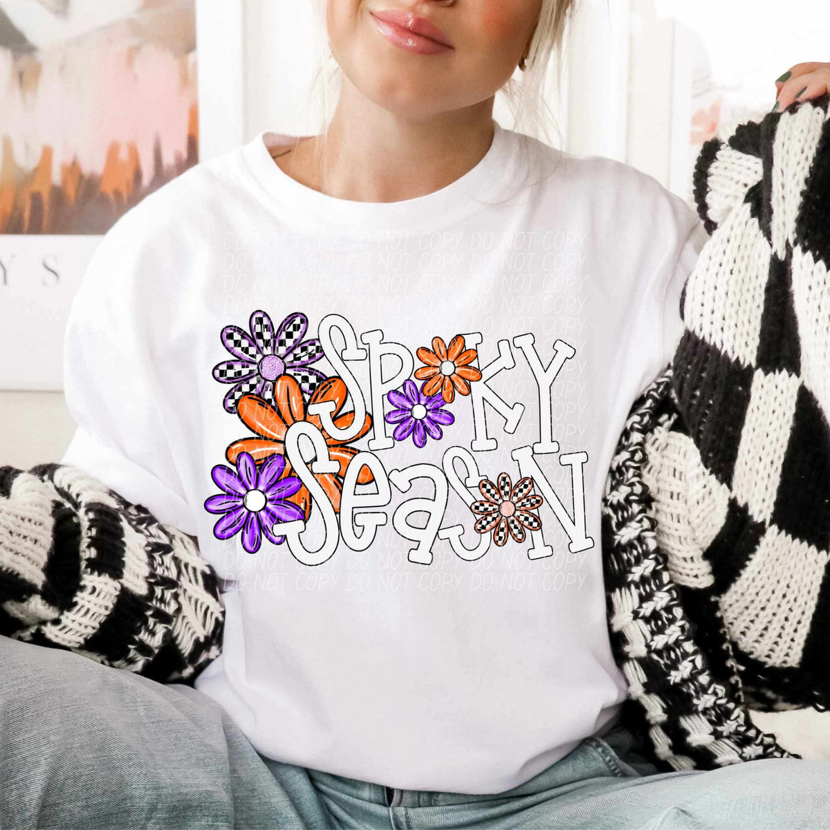 Spooky season orange and purpleflowers (City) DTF transfer