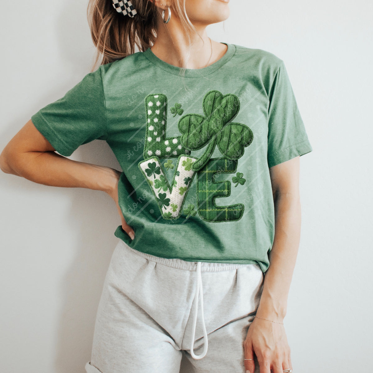 Love faux crochet st Patrick’s day DTF transfer