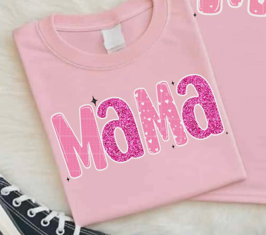 Mama pink and glitter (LINDA) DTF transfer