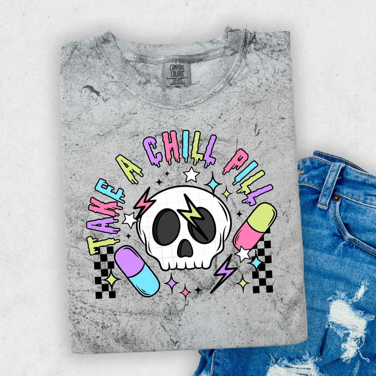 Take a chill pill BLACK (CSC) 84293 DTF transfer