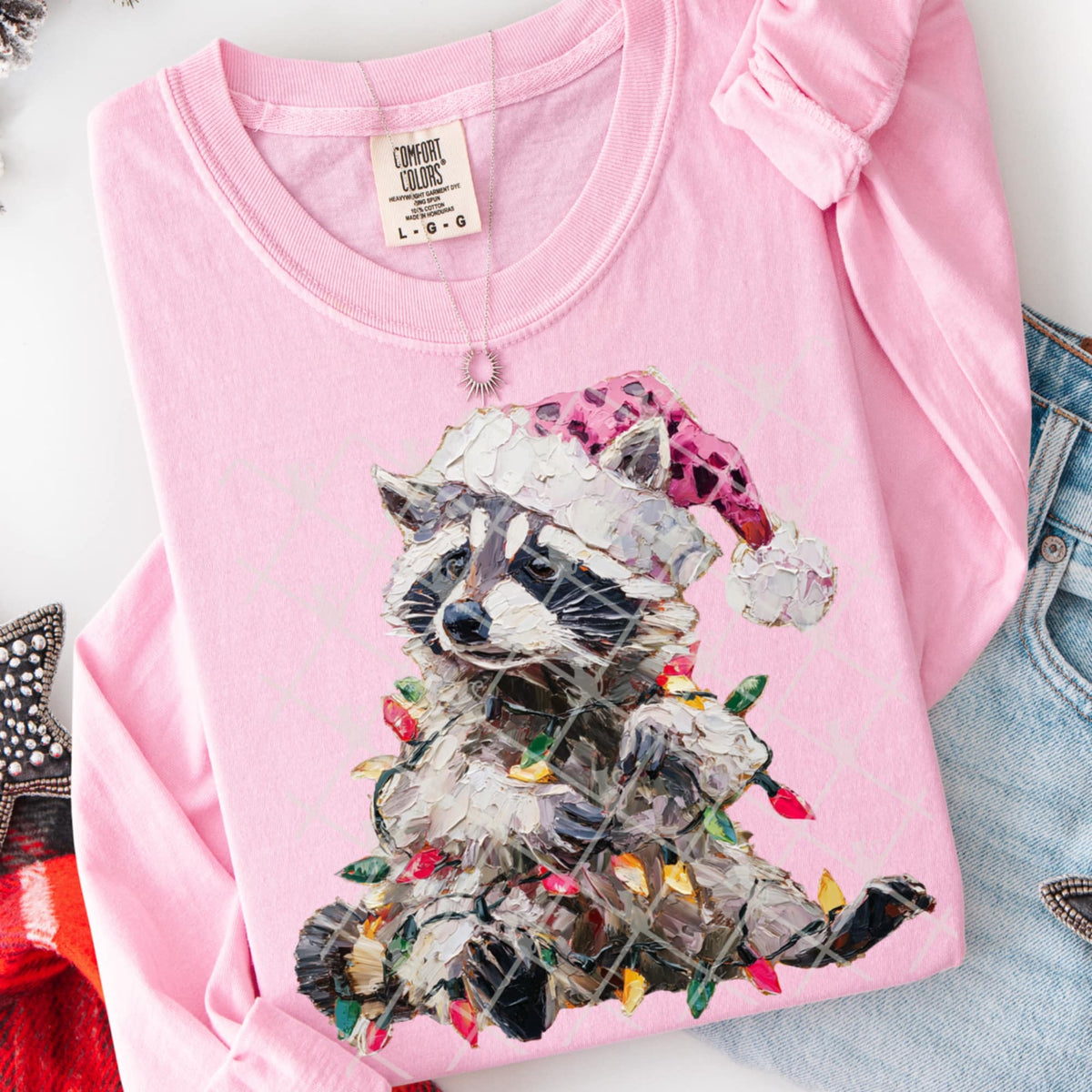 Faux Paint Christmas Raccoon (TTD) DTF Transfer